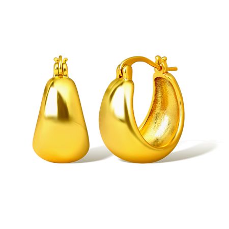 22k Yellow gold plated Hoop earring, Brass Handmade earring for women